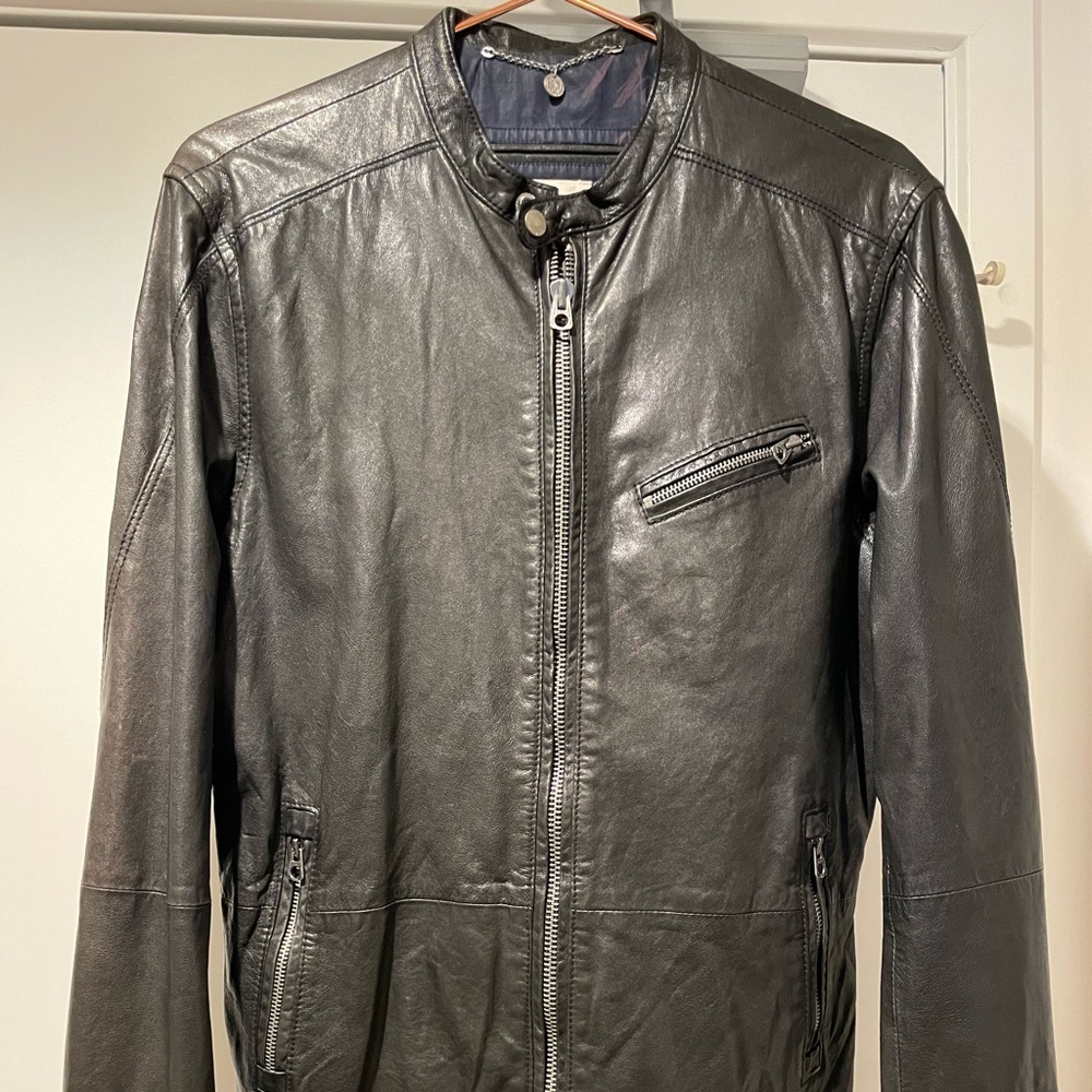DIESEL / Mens Motorcycle Jacket in Black Leather